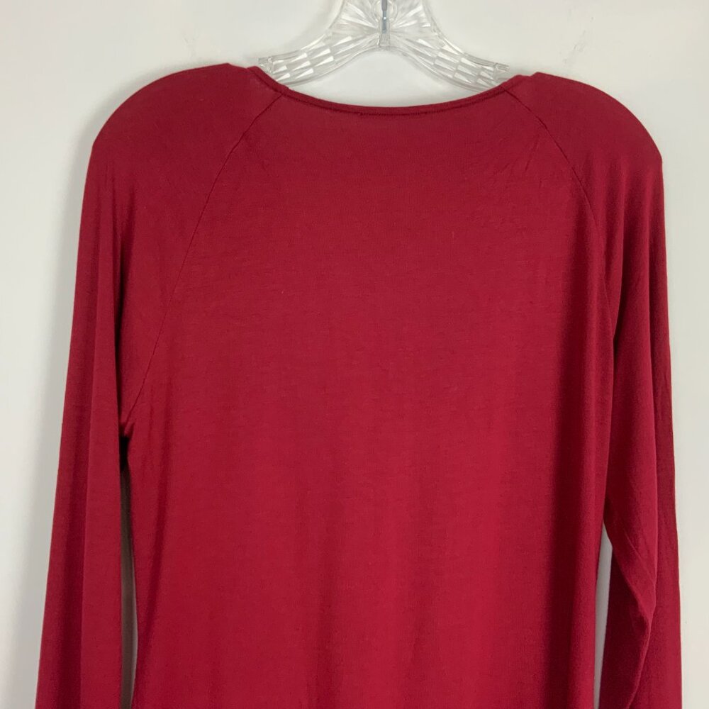 Elie Tahari Cranberry Red Cowl Neck Long Sleeve Top Blouse Career Sz L - Picture 8 of 16